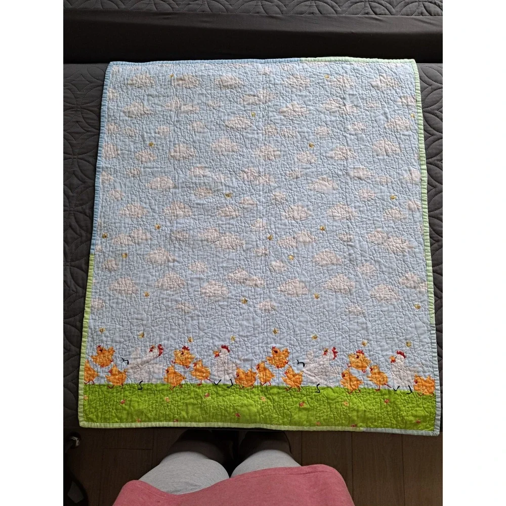 Vintage Hens And Chickens Throw‎  Quilt Hand quilted 38x33